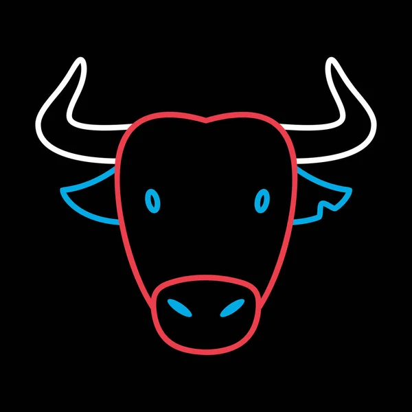 Spanish Bull Buffalo Black Background Icon Animal Head Vector Agriculture — Stock Vector