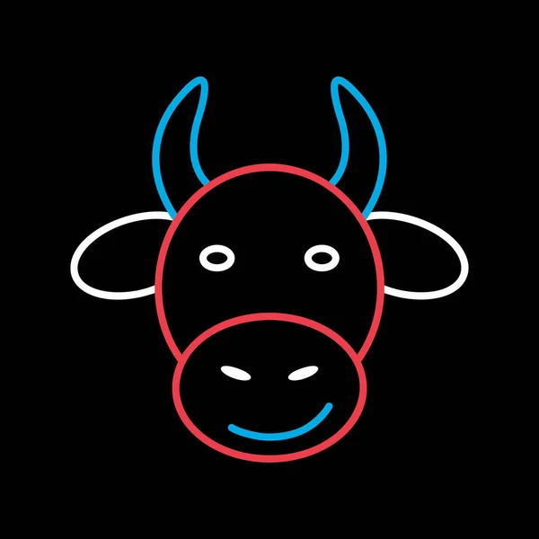 Корова Черном Фоне Векторная Иллюстрация Сельскохозяйственных Животных Знак Сельского Хозяйства — стоковый вектор