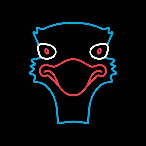 Στρουθοκάμηλος Μαύρο Φόντο Εικονίδιο Διάνυσμα Κεφαλής Ζώου Σήμανση Γεωργίας Σύμβολο — Διανυσματικό Αρχείο