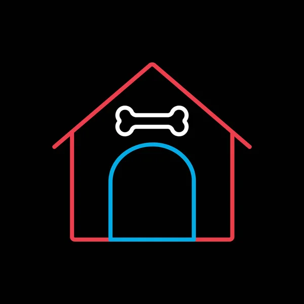 黑色背景上的狗屋矢量图标 宠物的动物标志 宠物兽医网站和应用程序设计 应用程序 用户界面的图形符号 — 图库矢量图片