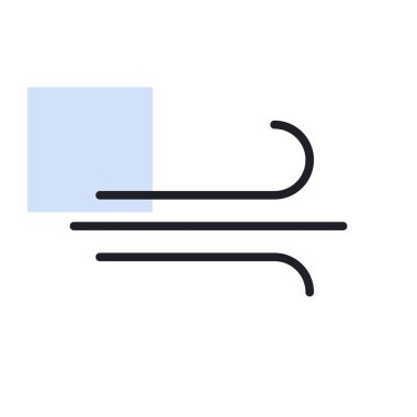 Rüzgar veya rüzgarlı vektör simgesi. Meteoroloji işareti. Seyahat, turizm ve hava durumu web sitesi ve uygulama tasarımı, logo, uygulama, UI için grafik sembolü