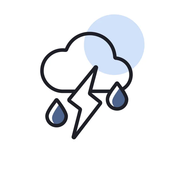 Облако Падающим Дождём Векторным Значком Молнии Метеорологический Знак Графический Символ — стоковый вектор