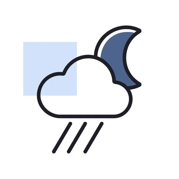 Chmura Deszczowa Ikoną Księżyca Znak Meteorologiczny Symbol Graficzny Podróży Turystyki — Wektor stockowy