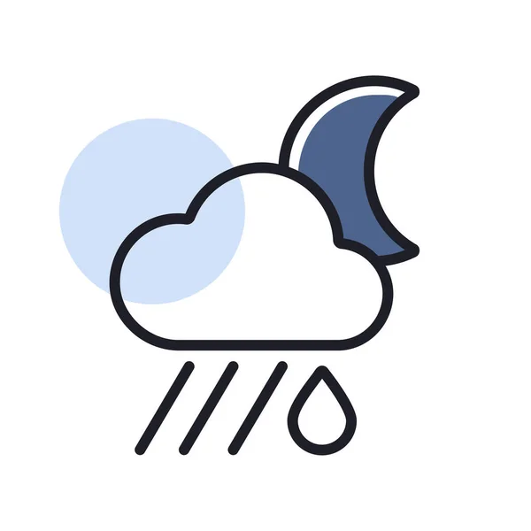 Хмара Дощу Піктограмою Місяця Дощу Метеорологічний Знак Символ Графіку Подорожей — стоковий вектор