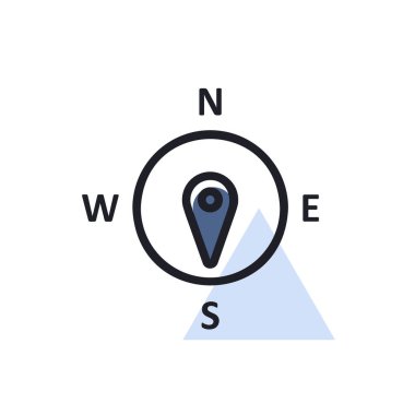 Pusula rüzgar gül vektör simgesi. Güneye doğru. Meteoroloji işareti. Seyahat, turizm ve hava durumu web sitesi ve tasarım, logo, uygulama, UI için grafik sembolü