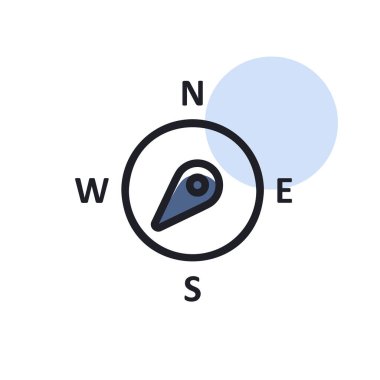 Pusula rüzgar gül vektör simgesi. Güneybatıya doğru. Meteoroloji işareti. Seyahat, turizm ve hava durumu web sitesi ve tasarım, logo, uygulama, UI için grafik sembolü