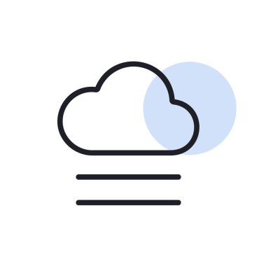 Sis ve bulut vektör simgesi. Meteoroloji işareti. Seyahat, turizm ve hava durumu web sitesi ve uygulama tasarımı, logo, uygulama, UI için grafik sembolü
