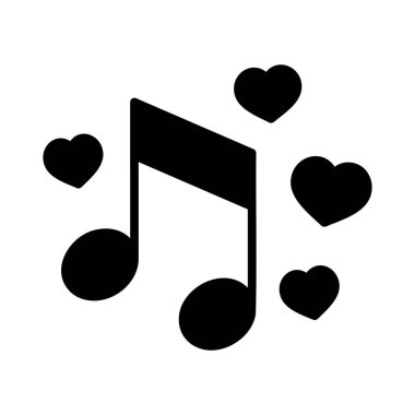 Kalp işaretli müzikal not izole edilmiş sembol. Vektör çizimi, romantik unsurlar. Etiket, yama, rozet, evlilik kartı, sevgililer günü kartı.