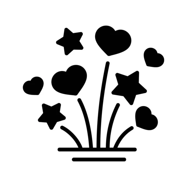 Всплеск Фейерверка Звездами Сердцами Изолированная Икона Глифа Векторная Иллюстрация Элементы — стоковый вектор