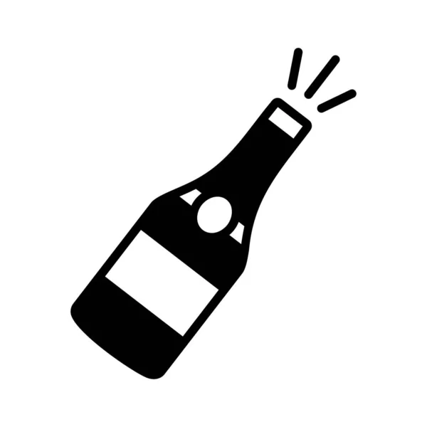 Иконка Бутылки Шампанского Векторная Иллюстрация Элементы Романтики Стикер Патч Значок — стоковый вектор
