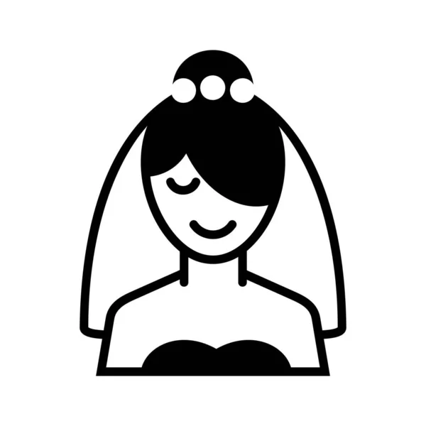 Иконка Невесты Векторная Иллюстрация Элементы Романтики Стикер Патч Значок Свадебная — стоковый вектор