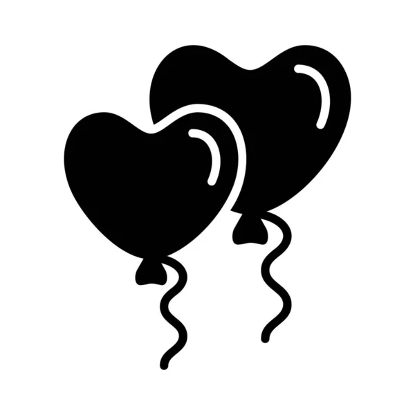 Láska Srdce Balónky Izolované Glyf Ikona Vektorová Ilustrace Romantické Prvky — Stockový vektor