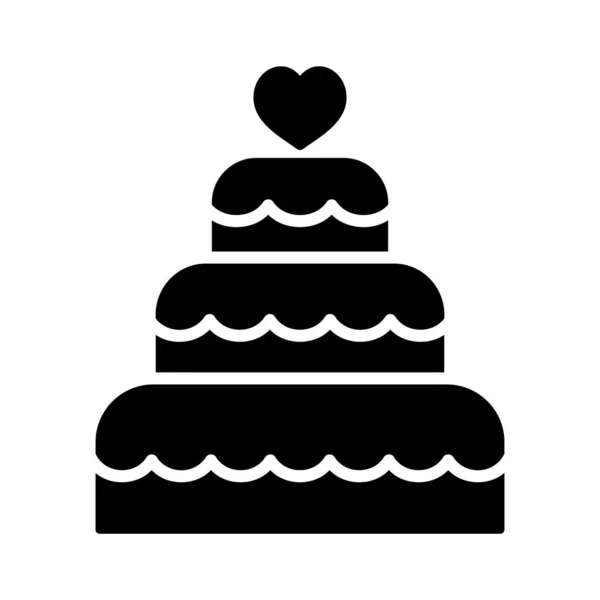 堆放的结婚蛋糕甜点与心脏顶部孤立的石榴图标 矢量图解 浪漫元素 结婚证 情人节卡片 — 图库矢量图片