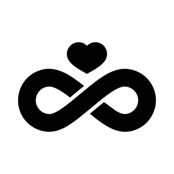 Unendlichkeit Zeichen Und Herz Symbol Der Ewigen Liebe Isoliert Glyphen — Stockvektor
