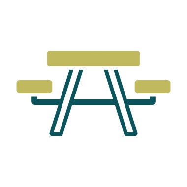 Kamp masası ahşap park vektör ikonu. Seyahat ve turizm web sitesi ve uygulama tasarımı, logo, uygulama, UI için grafik sembolü