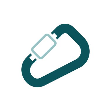 Karabina vektör simgesi. Kamp ve yürüyüş işareti. Seyahat ve turizm web sitesi ve uygulama tasarımı, logo, uygulama, UI için grafik sembolü