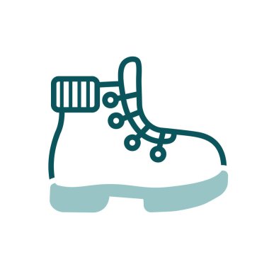 Yürüyüş çizmesi vektörü izole edilmiş simge. Kamp tabelası. Seyahat ve turizm web sitesi ve uygulama tasarımı, logo, uygulama, UI için grafik sembolü