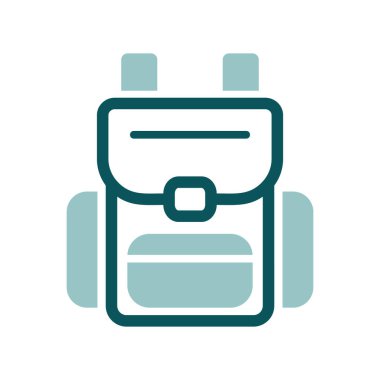 Kamp sırt çantası vektör simgesi. Kamp ve yürüyüş işareti. Seyahat ve turizm web sitesi ve uygulama tasarımı, logo, uygulama, UI için grafik sembolü