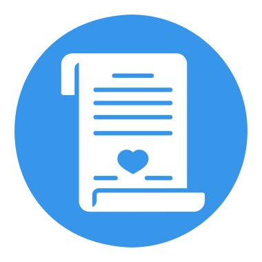 Evlilik sözleşmesi. Düğün sertifikası izole edilmiş sembol. Vektör çizimi, romantik unsurlar. Etiket, yama, rozet, evlilik kartı, sevgililer günü kartı.