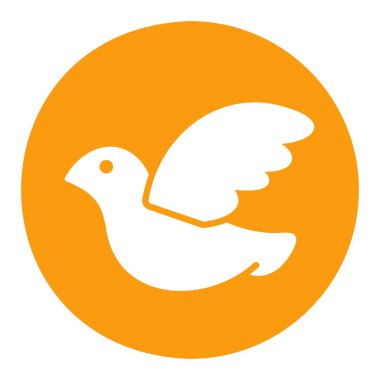 Düğün güvercini izole edilmiş kabartma simgesi. Vektör çizimi, romantik unsurlar. Etiket, yama, rozet, evlilik kartı, sevgililer günü kartı.