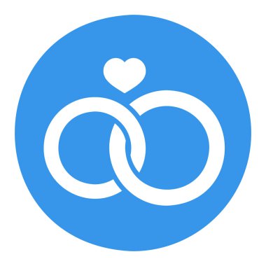 Kalp izole edilmiş bir sembol olan alyanslar. Vektör çizimi, romantik unsurlar. Etiket, yama, rozet, evlilik kartı, sevgililer günü kartı.