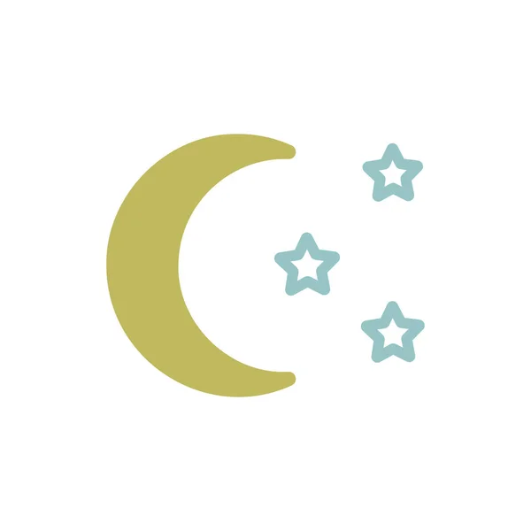 Ikona Měsíc Hvězdný Vektor Kempování Turistika Grafický Symbol Pro Cestování — Stockový vektor