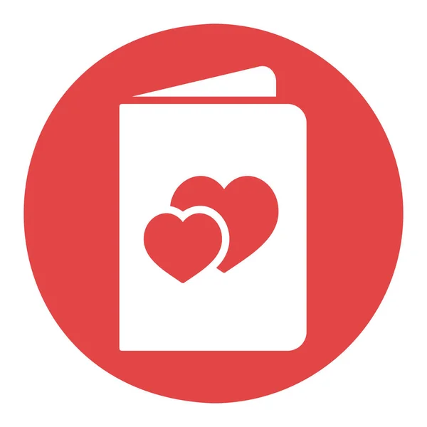 Cartão Saudação Com Coração Glifo Ícone Símbolo Dia Dos Namorados — Vetor de Stock