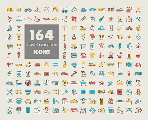 164 Travel Vacation Vector Isolated Icons Set Graph Symbol Travel Stock Illustration