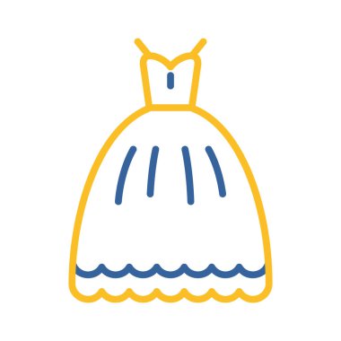 Wedding dress isolated icon. Vector illustration, romance elements. Sticker, patch, badge, card for marriage, valentine