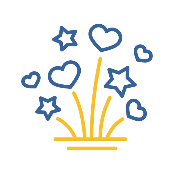 Fireworks Explosion Splash Stars Hearts Isolated Icon Vector Illustration Romance — Vetor de Stock