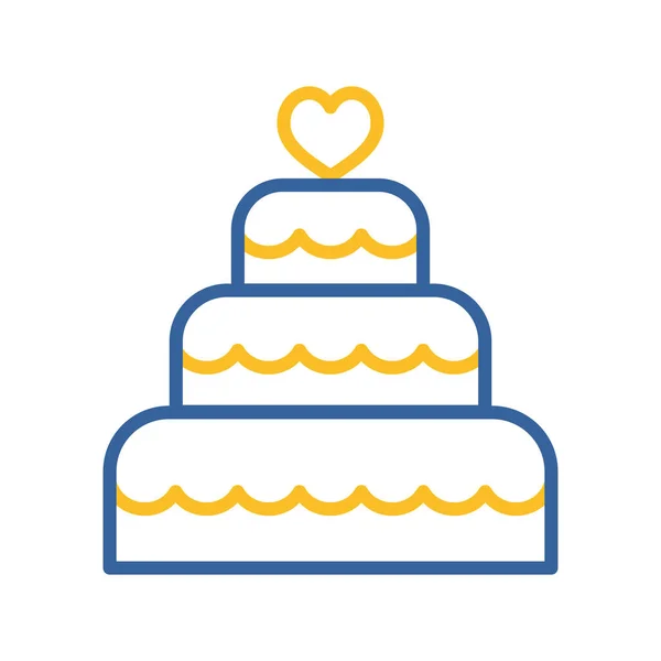 Stacked Wedding Cake Dessert Heart Topper Isolated Icon Vector Illustration — Stockový vektor