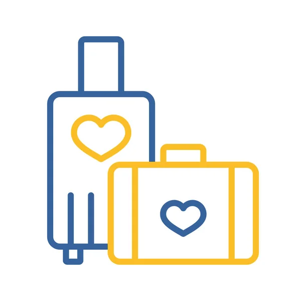 Suitcase Honeymoon Vacation Wedding Isolated Icon Vector Illustration Romance Elements — Stockvektor