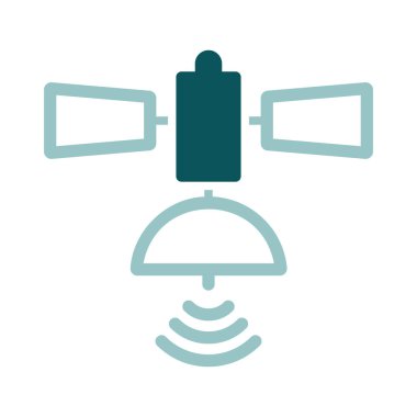 Uydu vektör simgesi izole edildi. Navigasyon işareti. Seyahat ve turizm web sitesi ve uygulama tasarımı, logo, uygulama, UI için grafik sembolü