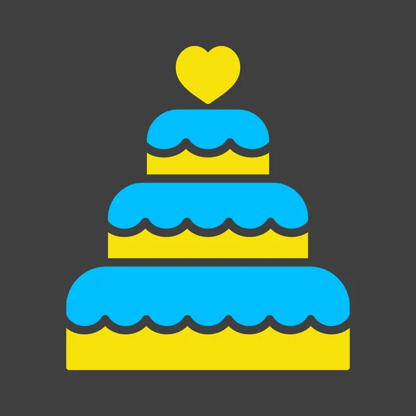在深色背景图标上堆放了结婚蛋糕甜点 上面有心脏顶盖隔离的石碑 矢量图解 浪漫元素 结婚证 情人节卡片 — 图库矢量图片