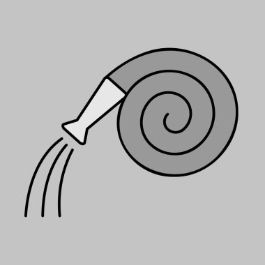 Bahçe hortumu, su borusu izole vektör gri tonlama ikonu. Tarım, bahçe ve bitkiler için grafik sembolü Web sitesi ve uygulama tasarımı, logo, uygulama, UI
