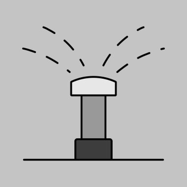 Bahçe otomatik su püskürtme vektörü gri ölçekli ikon. Tarım, bahçe ve bitkiler için grafik sembolü Web sitesi ve uygulama tasarımı, logo, uygulama, UI