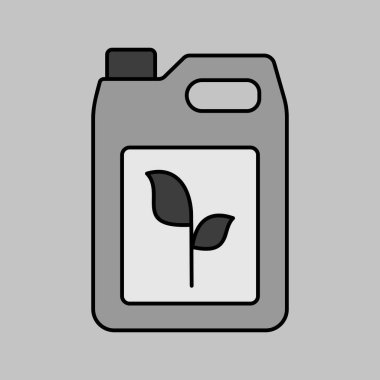 Bitki gübresi kutusu gri ölçekli ikon vektörü izole etti. Toprağın kimyasal döllenmesi. Tarım, bahçe ve bitkiler için grafik sembolü Web sitesi ve uygulama tasarımı, logo, uygulama, UI