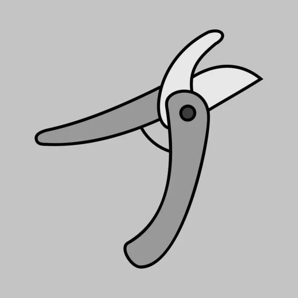 修剪剪刀 花园切割器矢量灰度图标 园林植物网站和应用程序设计 用户界面的图形符号 — 图库矢量图片