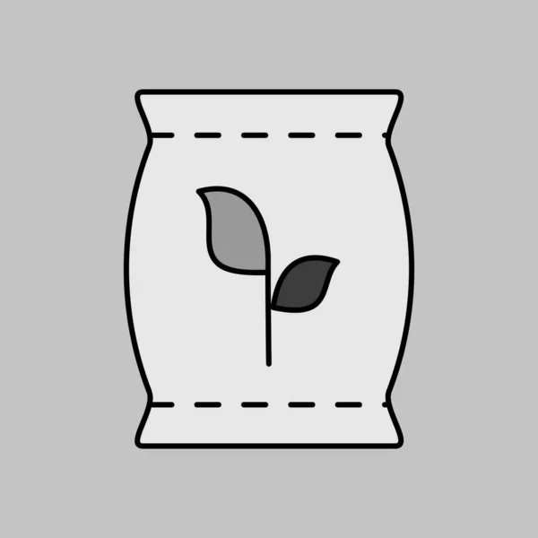 Мішок Добрив Ізольований Вектор Сірого Кольору Значок Символ Графіку Сільського — стоковий вектор