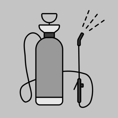 Bahçe spreyi izole edilmiş vektör gri tonlama simgesi. Tarım, bahçe ve bitkiler için grafik sembolü Web sitesi ve uygulama tasarımı, logo, uygulama, UI