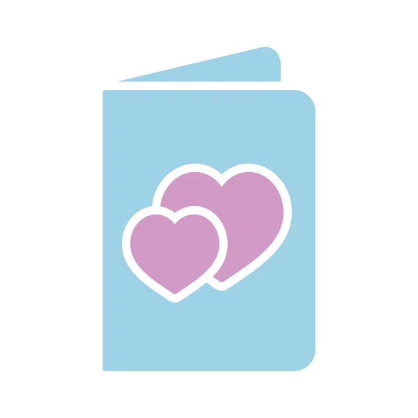 Cartão Saudação Com Coração Glifo Ícone Símbolo Dia Dos Namorados — Vetor de Stock