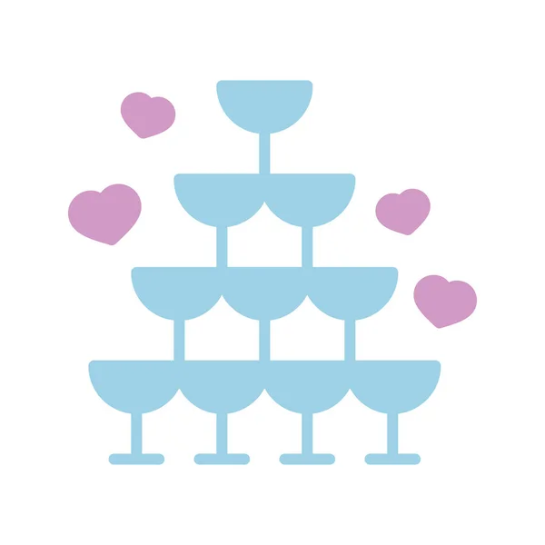 Wedding Pyramid Glasses Isolated Glyph Icon Vector Illustration Romance Elements — Stock Vector