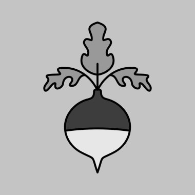 Rutabaga ya da İsveç şalgam rengi izole tasarım vektörü gri tonlama simgesi. Sebze işareti. Gıda ve içecek web sitesi için grafik sembolü, uygulama tasarımı, mobil uygulamalar ve yazdırma ortamı, logo, UI