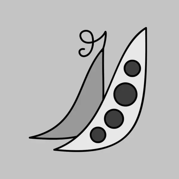 Изолированная Иконка Вектора Серого Цвета Гороха Овощной Знак Графический Символ — стоковый вектор