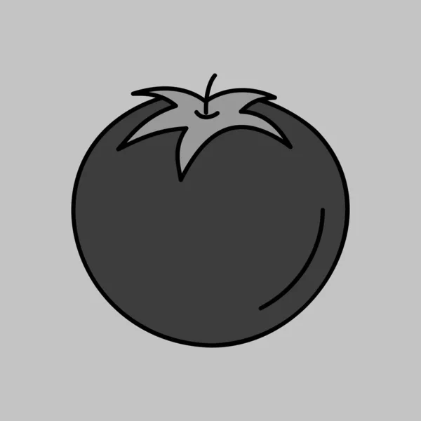 Tomat Isolerad Design Vektor Gråskala Ikon Vegetabiliskt Tecken Grafisk Symbol — Stock vektor