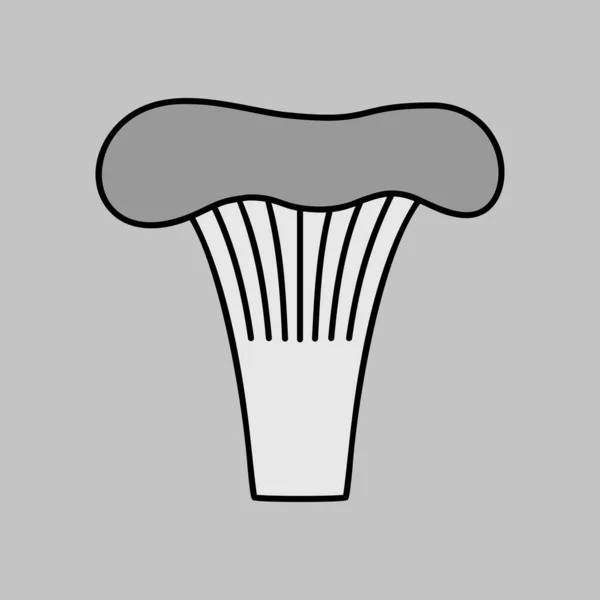 Champignon Pfifferling Isoliert Design Vektor Graustufen Symbol Gemüseschild Grafik Symbol — Stockvektor