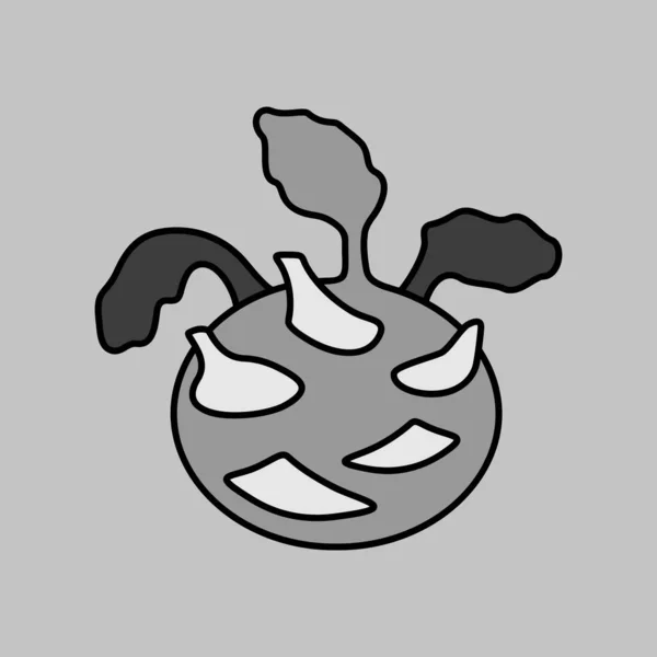Kohlrabi Turnip Allemand Isolé Vecteur Échelle Gris Icône Panneau Végétal — Image vectorielle
