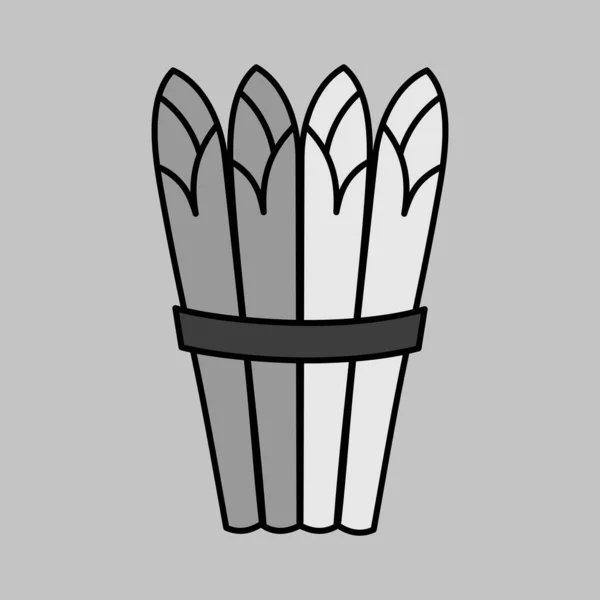 Icône Vectorielle Isolée Des Asperges Niveaux Gris Panneau Végétal Symbole — Image vectorielle