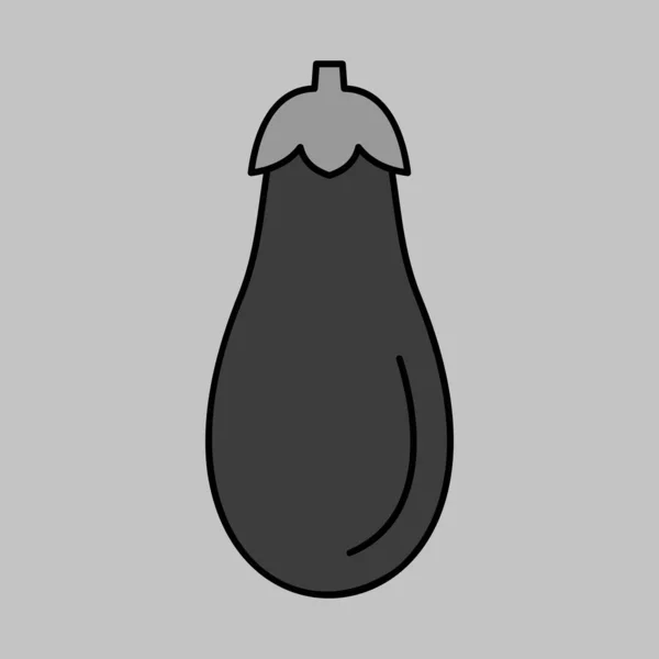 Eggplant Grayscale 아이콘 채소로 표지판이야 사이트 디자인 모바일 미디어 — 스톡 벡터
