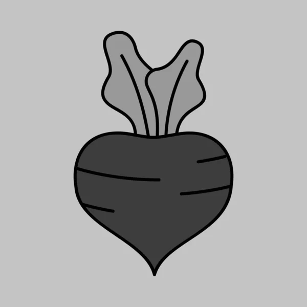 Beetroot孤立的向量灰度图标 蔬菜标志 食品和饮料网站 应用程序设计 移动应用程序和印刷媒体 用户界面的图形符号 — 图库矢量图片